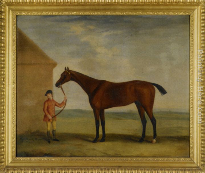 Portrait of Henry Comptons Race Horse Highflyer Held by a Groom painting - Francis Sartorius Portrait of Henry Comptons Race Horse Highflyer Held by a Groom art painting